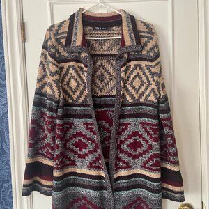 Long cardigan duster sweater - Southwest, Aztec print